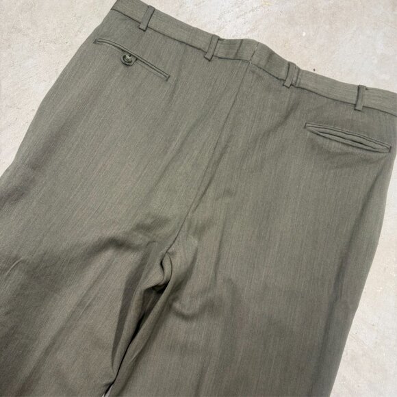 Alexandre of London Savile Row Dress Pants Wool Trousers Pleated Brown 40x31 - Picture 8 of 9